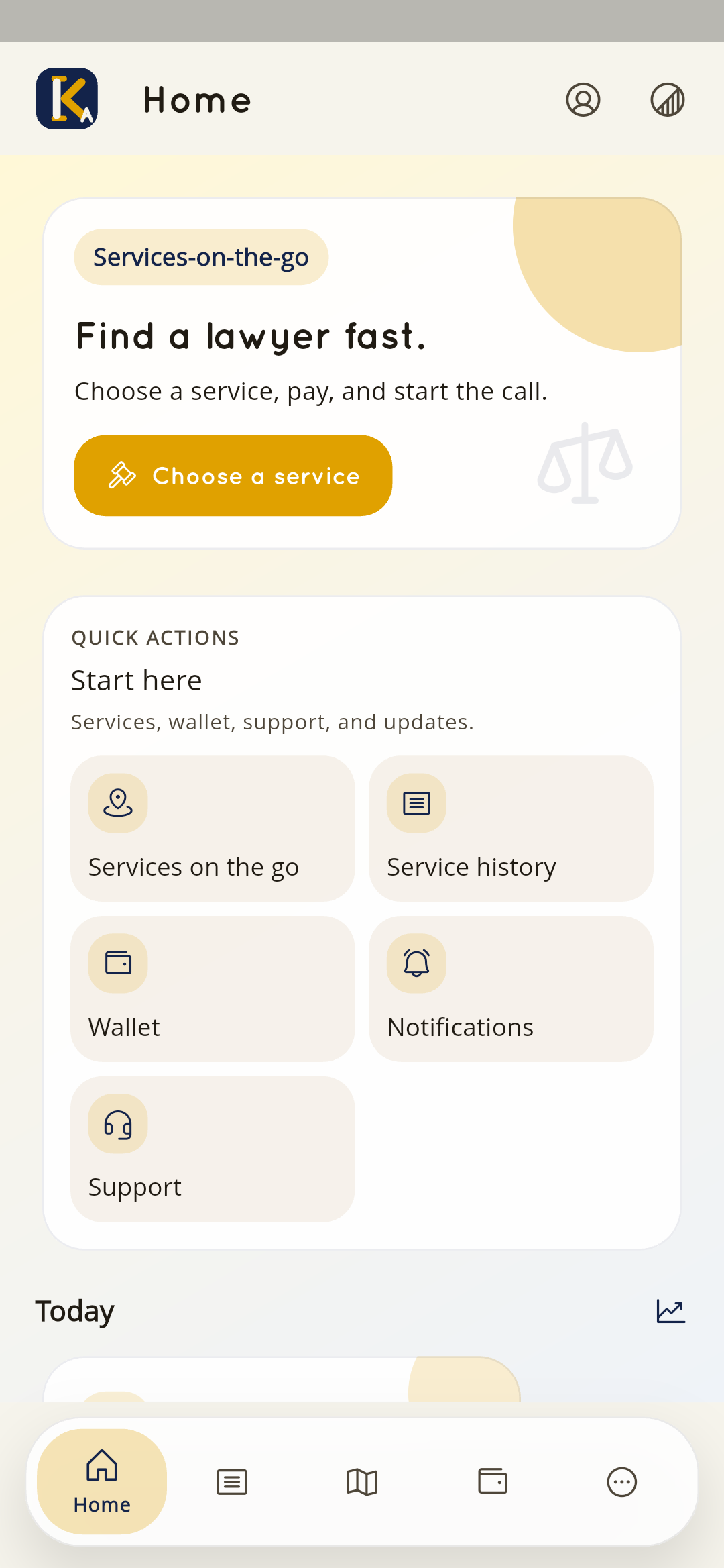 KnownAfrique customer home screen